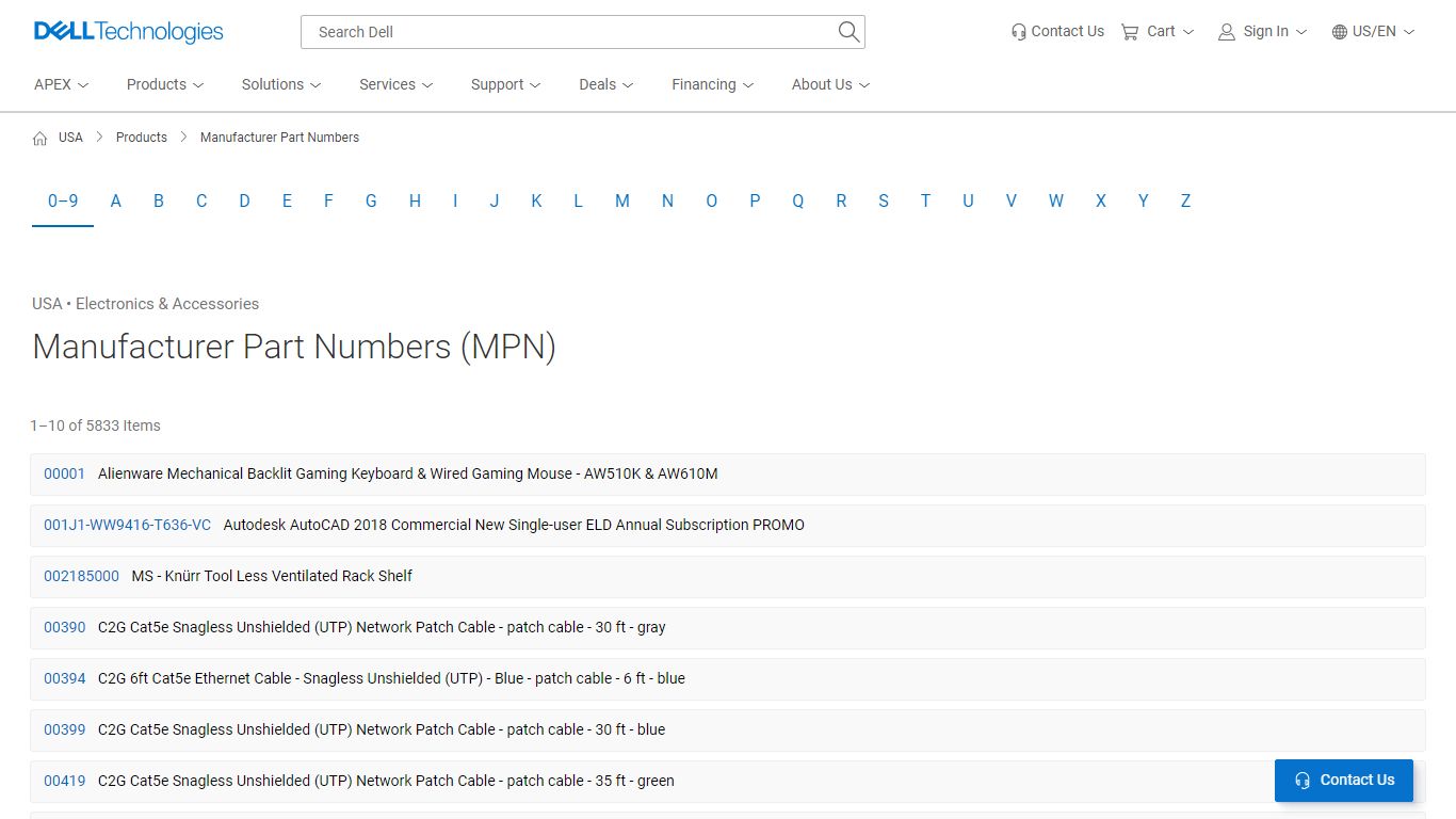 Manufacturer Part Numbers | Dell USA