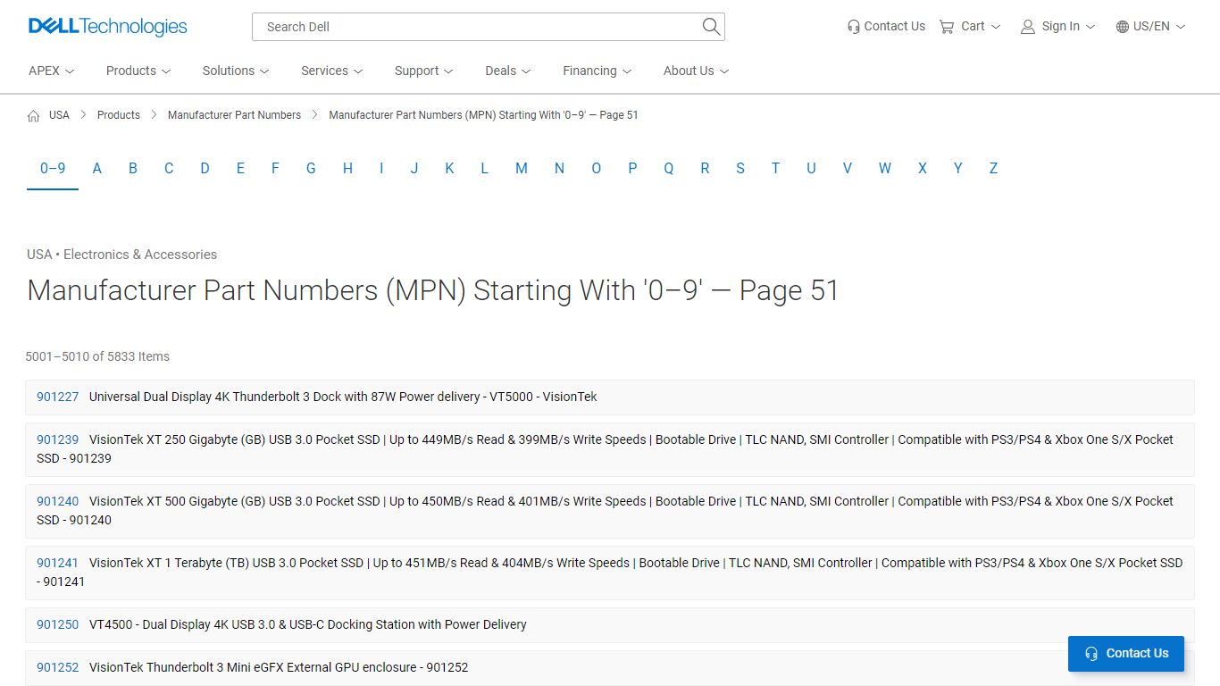 Manufacturer Part Numbers Starting With '0–9' — Page 51 | Dell USA